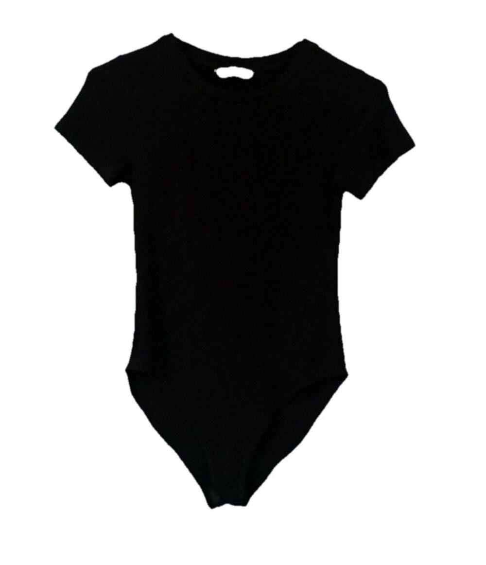 Mangopop Women's XS Short Sleeve Black Bodysuit Snap - Picture 1 of 5